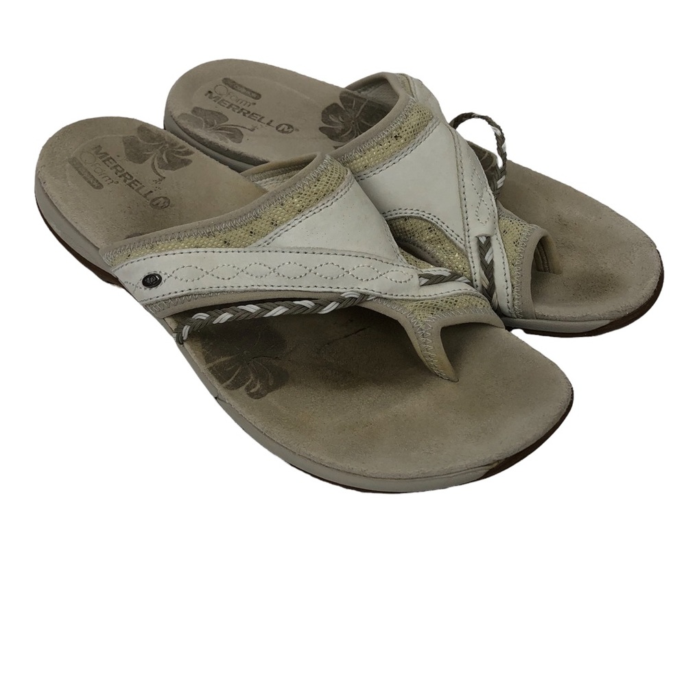 Merrell Terran Slide Sandals Toe Post 9 Silver Birch